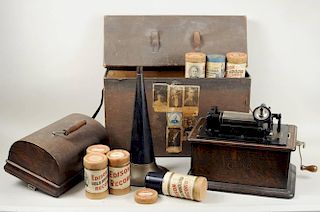 Edison Cylinder Phonograph & Records