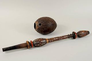 Carved Coconut Shell Pipe