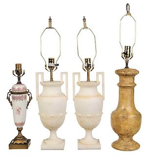 Four Lamp, including Pair Alabaster by Vaughan 