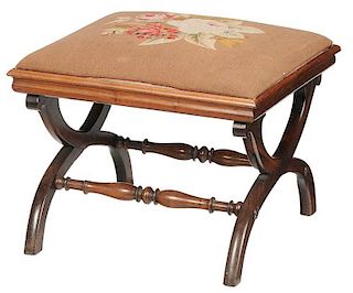 Classical Rosewood and Needlepoint Stool