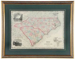 Johnson's Map Of North And South Carolina