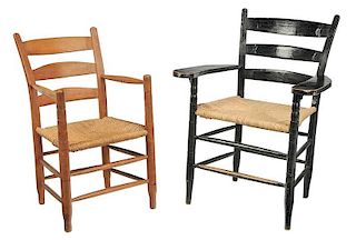 Black Painted & Hickory Mace Chairs