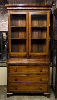 An American Empire Rosewood Secretary Bookcase, Height 84 1/4 x width 39 x depth 19 1/2 inches.