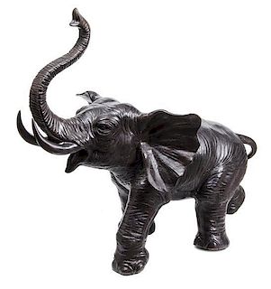 A Bronze Elephant, Height overall 34 3/4 inches x length 40 inches.