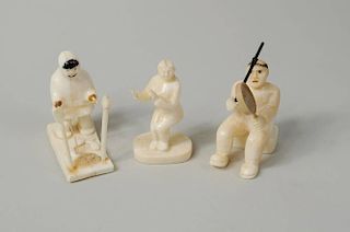 Three Small Inuit Carved Marine Ivory Figures