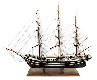 An American Model of a Ship. Height overall 30 x length 41 inches.