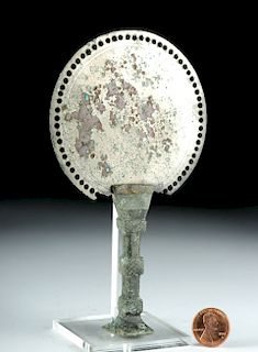Roman Bronze Mirror with Handle
