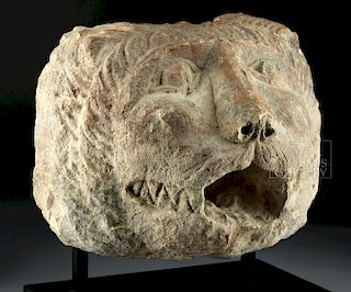 Large / Impressive Roman Stone Lion Head Spout