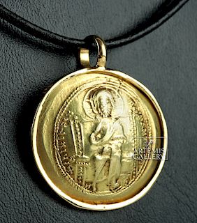 Byzantine Coin & 18K Gold Pendant, Constantine X, 6.2 g