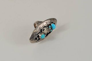 Navajo Silver & Turquoise Ring by Helen Long