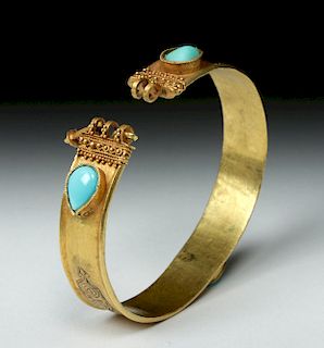 Islamic 20K Gold w/ Turquoise Bracelet - 32.2 g