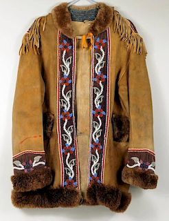 Inuit Beaded Moose Hide & Velvet Jacket