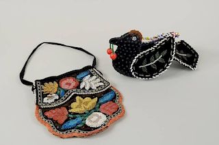 Two Iroquois Beaded Items, Bird Whimsy & Bag