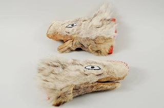Vintage Inuit Fur Wolf Form Mittens
