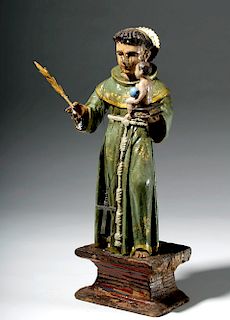 19th C. Mexican Wood Santo of St. Anthony of Padua