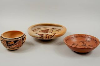 Three Vintage Hopi Pottery Bowls