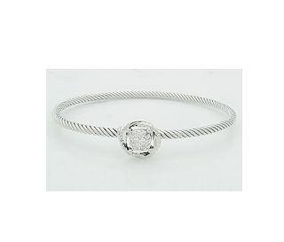 David Yurman 925 Sterling Silver Infinity Bracelet with Diamonds