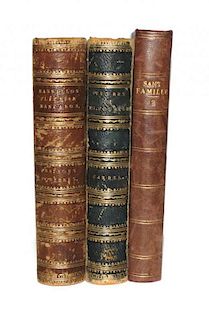 Three French Titled Decorative Leather Bound Books,