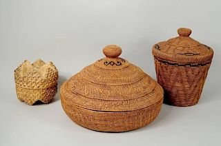 Three Ethnographic Finely Woven Baskets