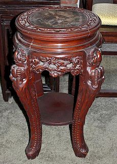 A Chinese Lacquered Pedestal Table, Height 26 1/4 inches.