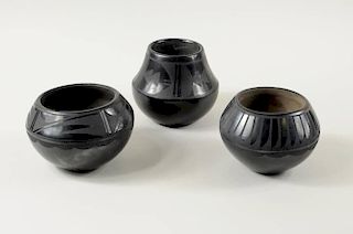 Three Vintage Santa Clara Pots