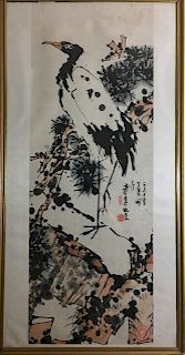 OLD Chinese Watercolor Eagle Painting, Pan Tianshou