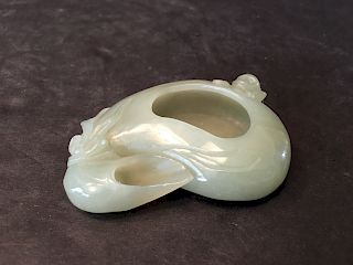 OLD Chinese Celadon White Jade Washer, 2 1/2" wide
