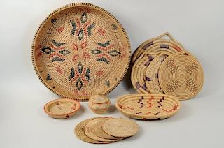 Twelve Inuit Grass & Reed Baskets & Plaques