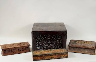 Group of Four Wood Boxes