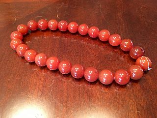 FINE Chinese Large Carnelian ed Agagte Necklace, 20"