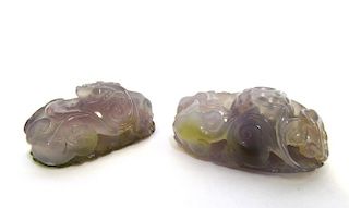 Pair of Lavender Jadeite Carved Finials.