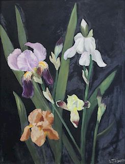 TARINGER, L. Oil on Board. Flowers.