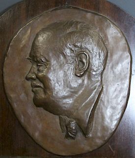ILLEGIBLY Signed. Bronze. Bust in Relief.