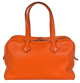 35cm Hermes Overnight Bag Orange Clemence Leather