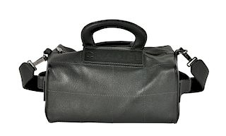 Vintage CHANEL Gunmetal Grey Leather Travel Bag