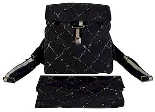 Black & White Nylon CHANEL Backpack