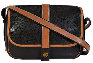 Hermes Black Leather Flap Shoulder Bag