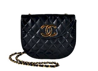 Black Lambskin CHANEL Bag with Gold CC Lock