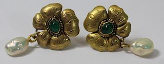 JEWELRY. Pair of Floral 20kt Gold Earrings with
