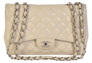 CHANEL Jumbo Claire Shoulder Bag w/ Caviar Leather