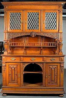 Renaissance Revival Carved Oak Two Tier Cabinet