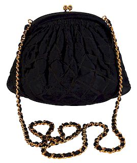 Black Satin CHANEL Quilted Bag