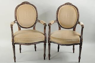 Pair French Louis XV Style Armchairs