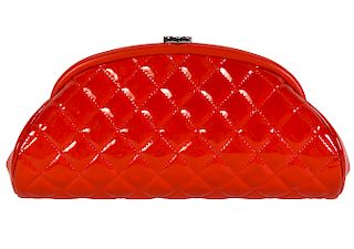 Unique Red Patent Leather CHANEL Clutch Bag