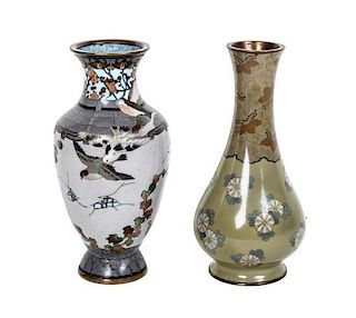 A Japanese Cloisonné Enamel Vase, Height of first 7 3/8 inches.