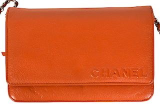 Orange Leather CHANEL Wallet on Chain Bag