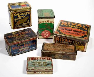 ASSORTED TOBACCO ADVERTISING TINS, LOT OF SIX