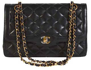 CHANEL Black Double 'Diana' Quilted Leather Bag