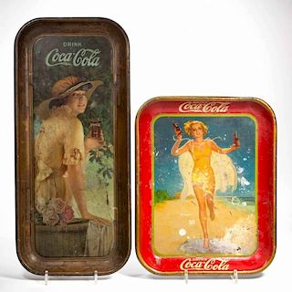 COCA-COLA ADVERTISING TIN SERVING TRAYS, LOT OF TWO