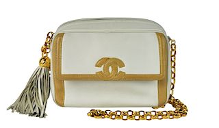 Small CHANEL White Lambskin Leather Bag